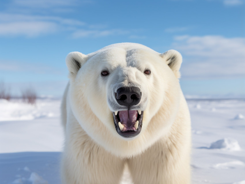 Polar bear cub playing in the ice