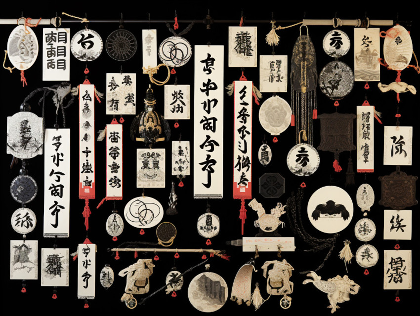 japanese symbols and characters with calligraphy