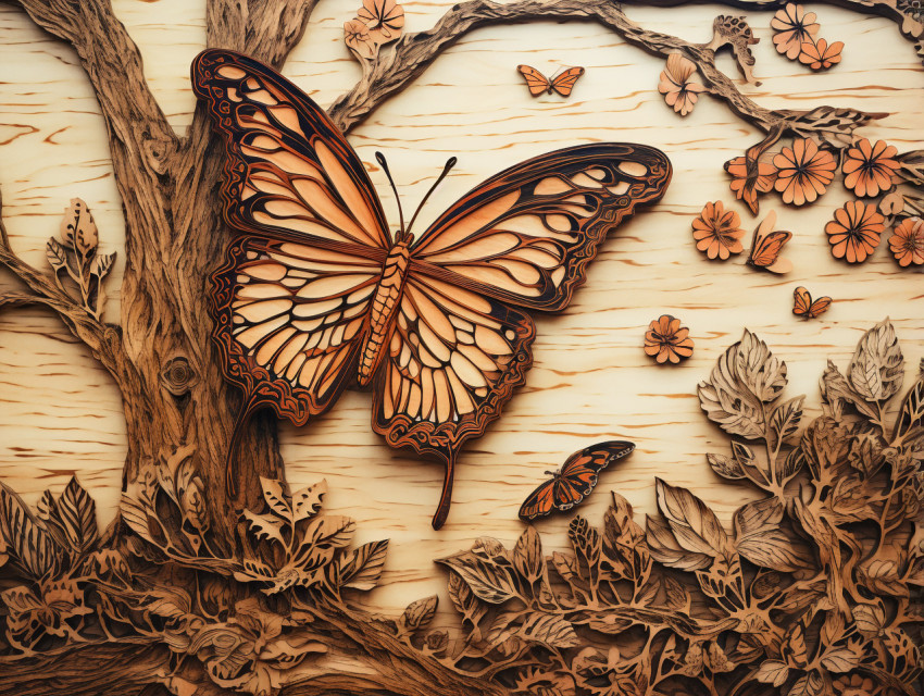 A photo of a butterflies pyrography craft