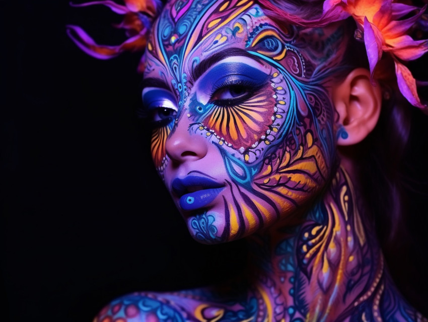 Neon Glowing Face Painting