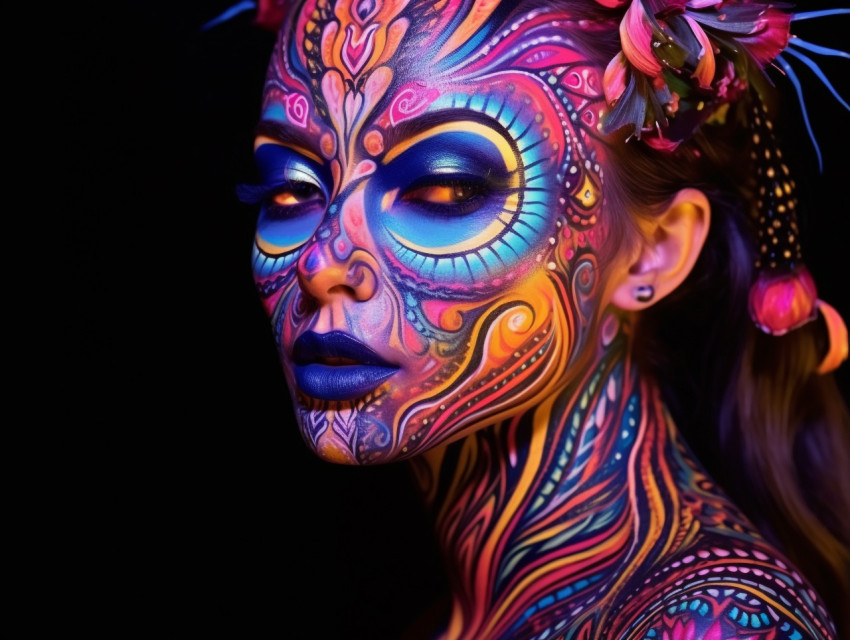 Glowing Girl Face Painting