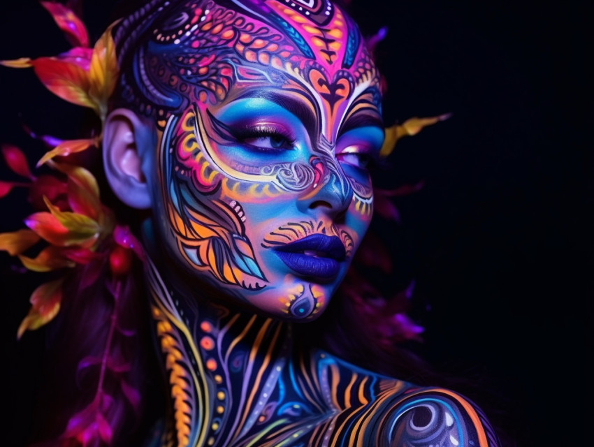 Tribal Glowing Face Painting
