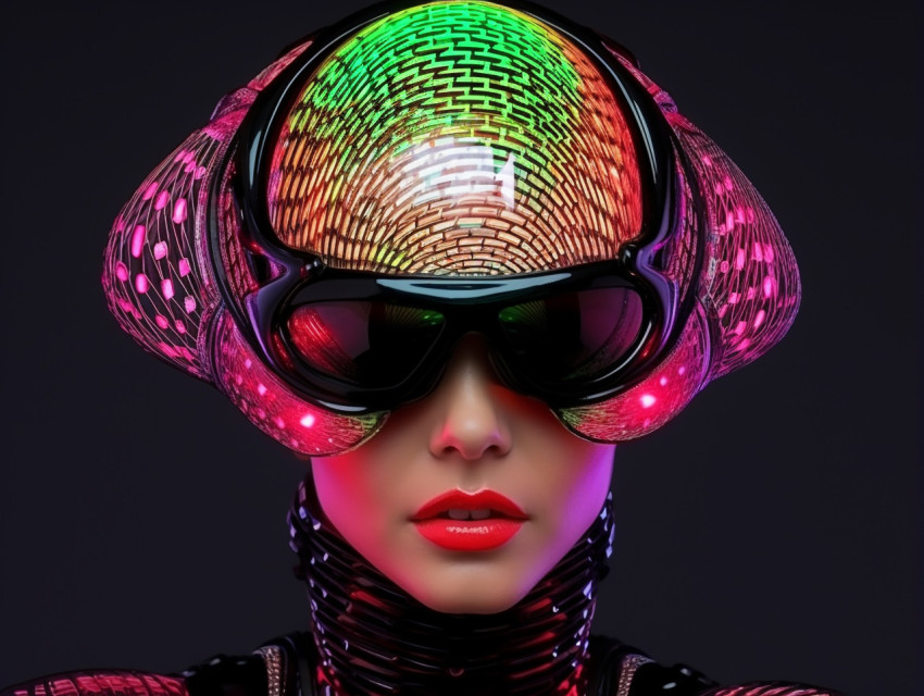 Woman with neon eyes
