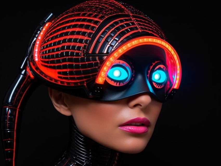 Neon eyes portrait of woman