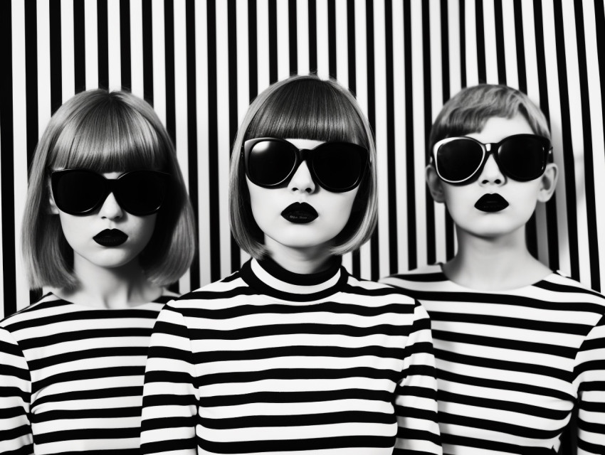 Three Stylish Women in Stripes