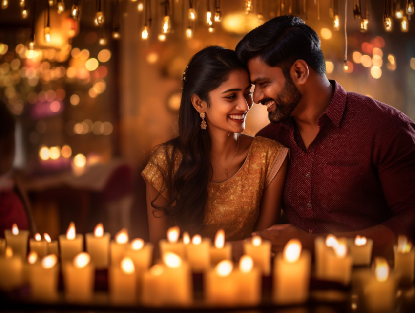 Indian couples are having a romantic moment under a sparkling Di