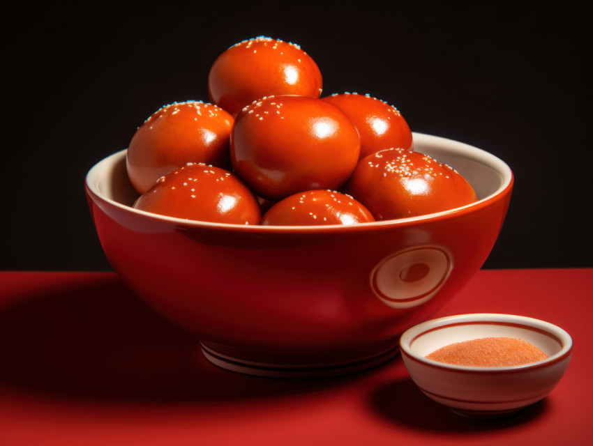 Sweet delight of red gulab jamun a traditional Indian dessert