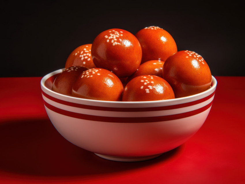 Sweet delight of red gulab jamun a traditional Indian dessert