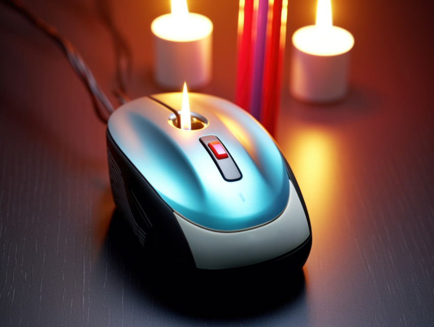 Light up your workspace with a glowing candle computer mouse