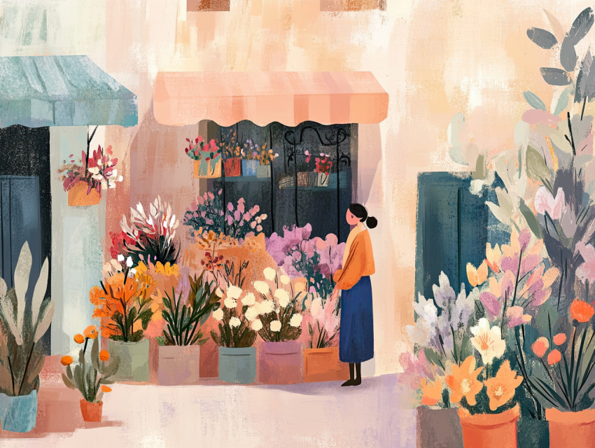 Bustling flower market filled with colorful fresh blooms