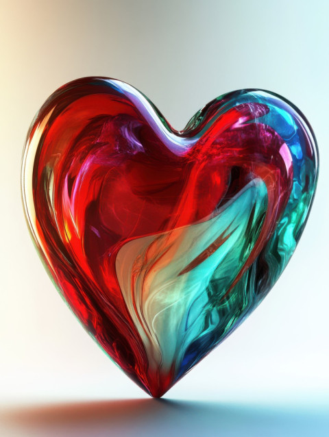 A heart in vibrant red layered graal glass