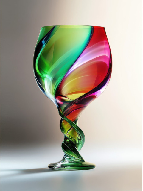 A goblet with swirling graal glass textures