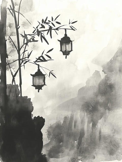 Lantern festival in soft washes