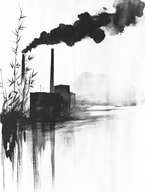 Smoky factory in bold ink