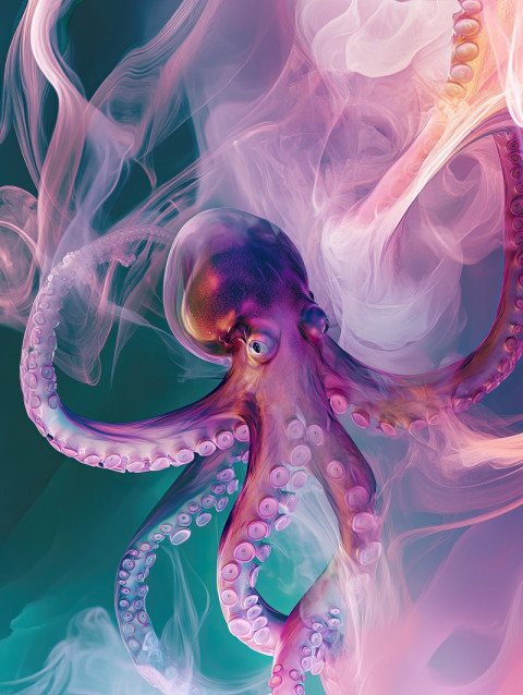 Ethereal smoke like octopus tentacles swirling in fluid motion