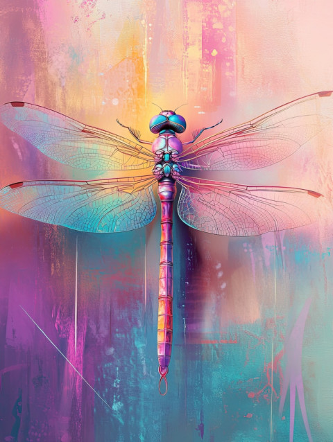 Detailed anatomy of a dragonfly in soft shading