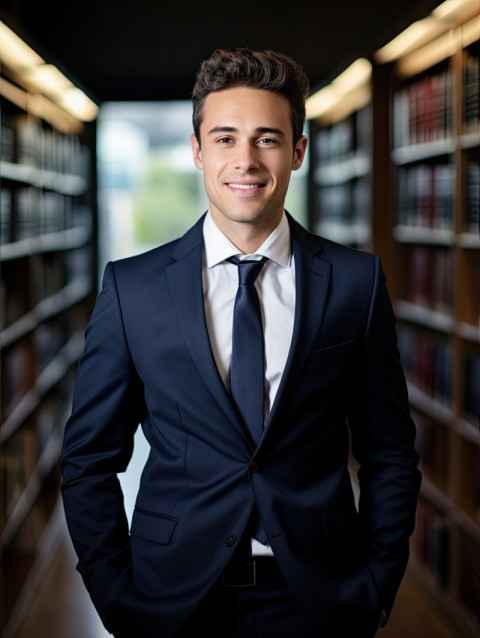 Friendly smiling lawyer in office