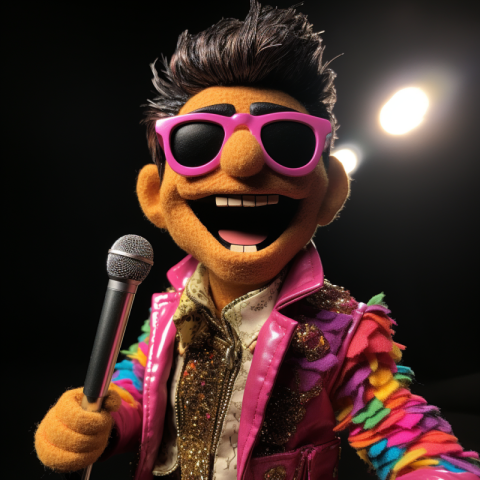 A singer as a muppet puppet