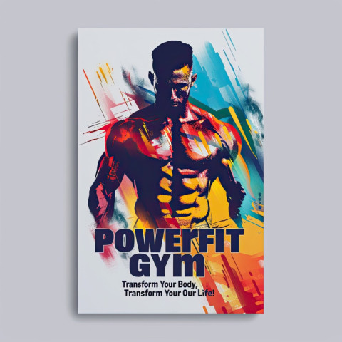 Energetic flyer designs of powerfit gym with text transform your body transform your life