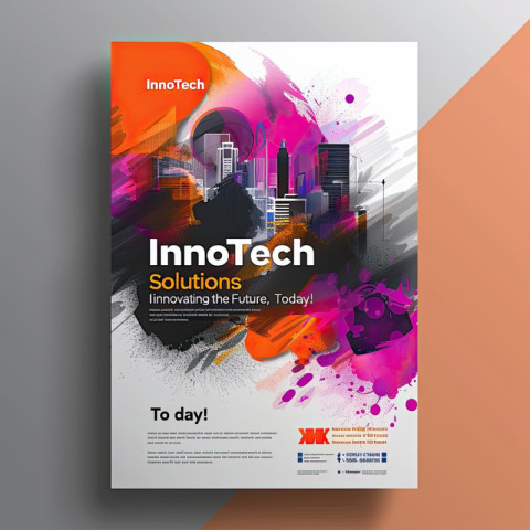 Energetic flyer designs of innotech solutions with text innovating the future today