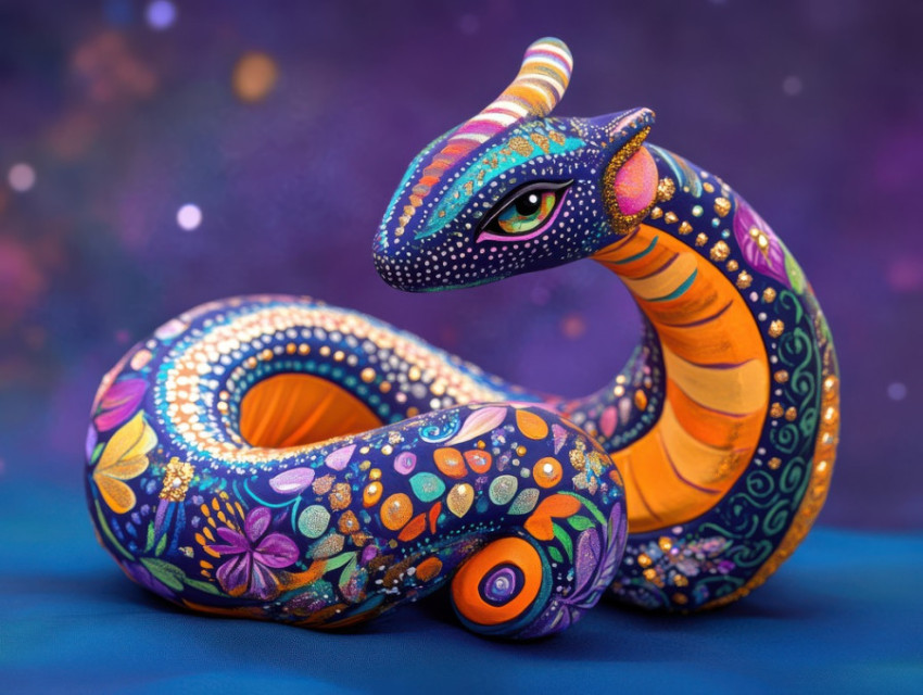 Serpent with vibrant rainbow scales