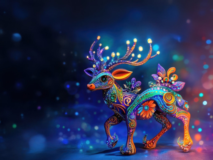 Deer with luminous crystal antlers