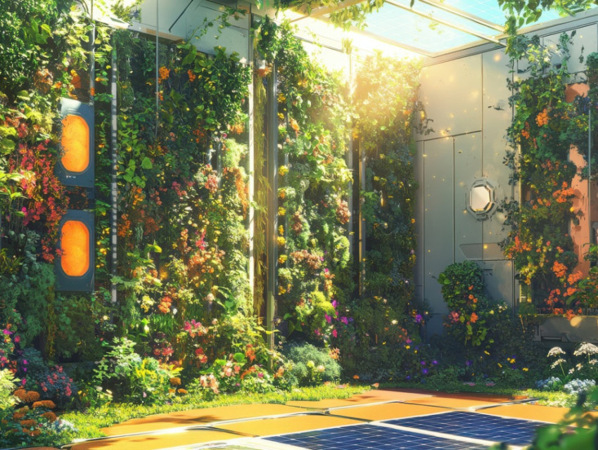 Colorful vertical garden walls filter air