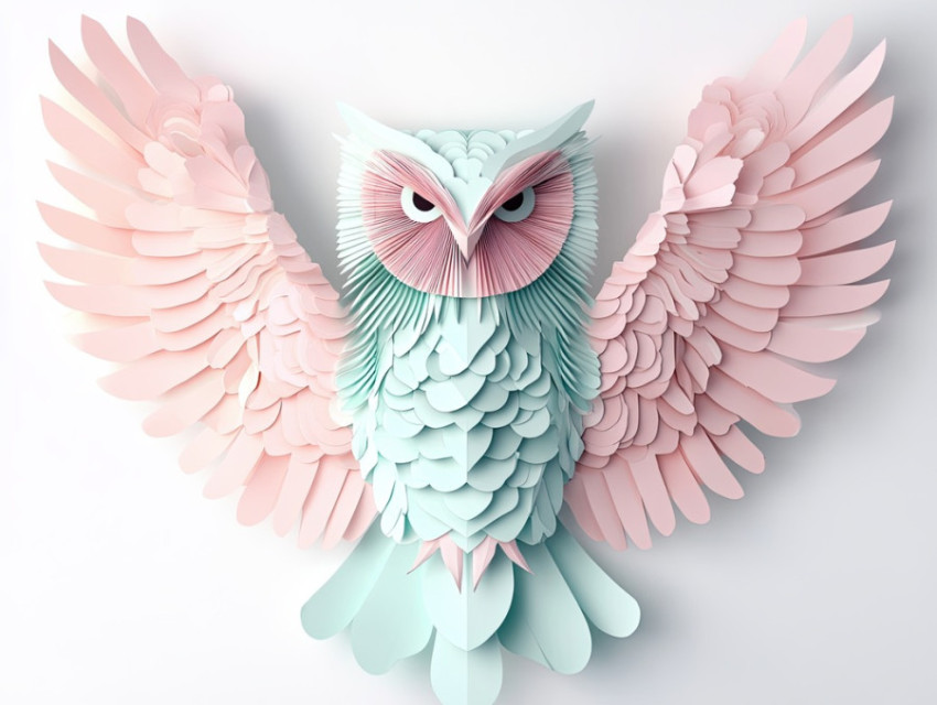 An owl with intricate cut out feather details