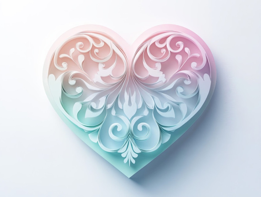 A heart with kirigami lacework details