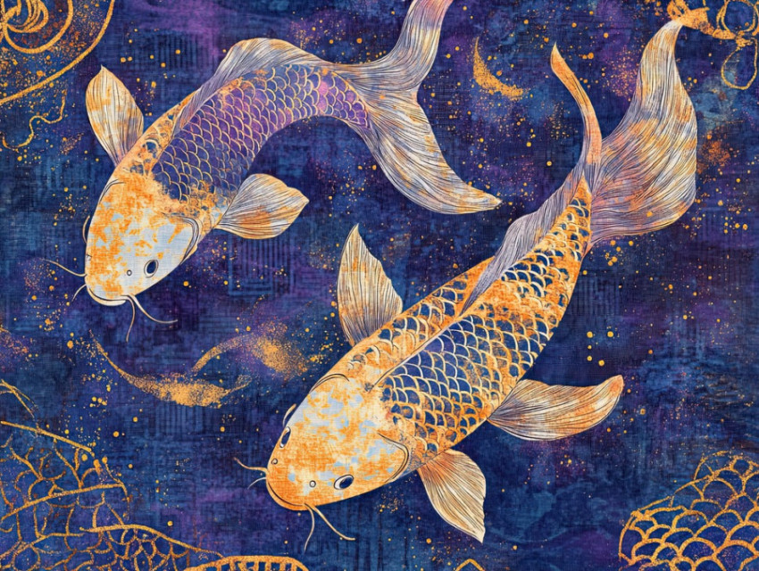 Koi fish with rippling