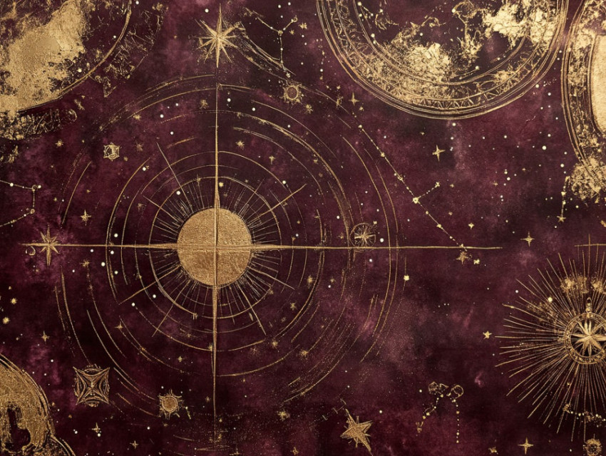 Celestial map with gilded constellations