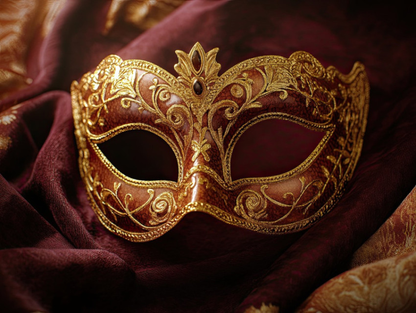 Masquerade mask with delicate gold tracery