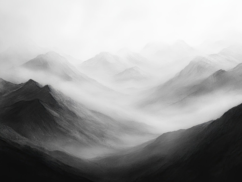 Layers of mountains fading into mist