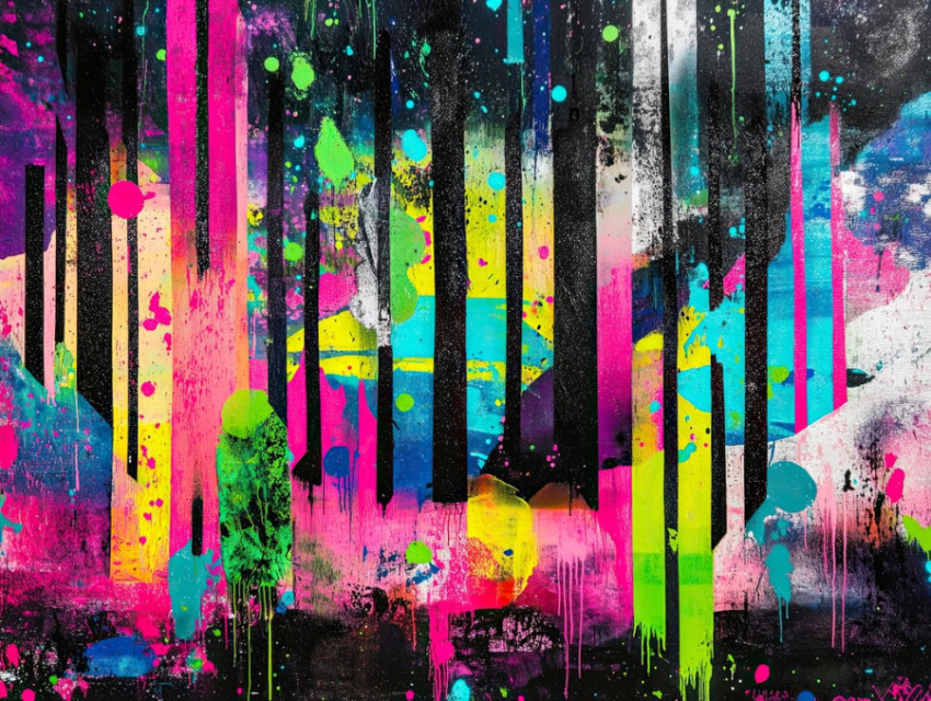 Cosmic forest in neon spray