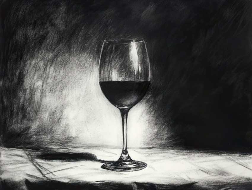 Still life wine glass in shadows