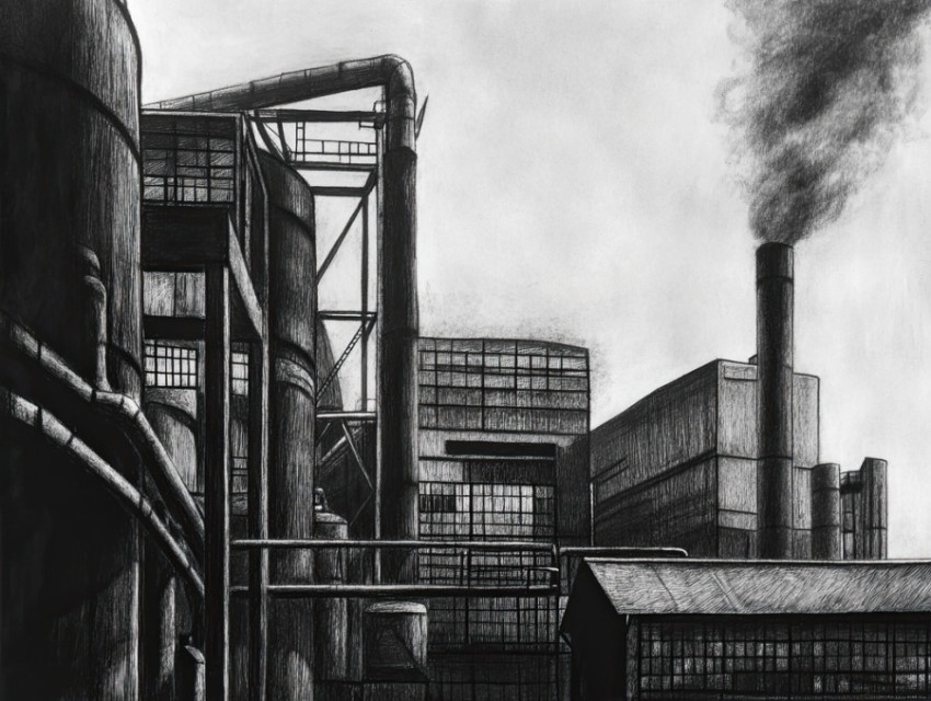 Smoky factory in moody charcoal