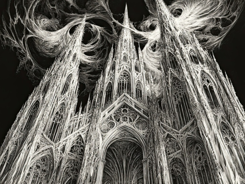 Gothic cathedral with towering spires and ornate details