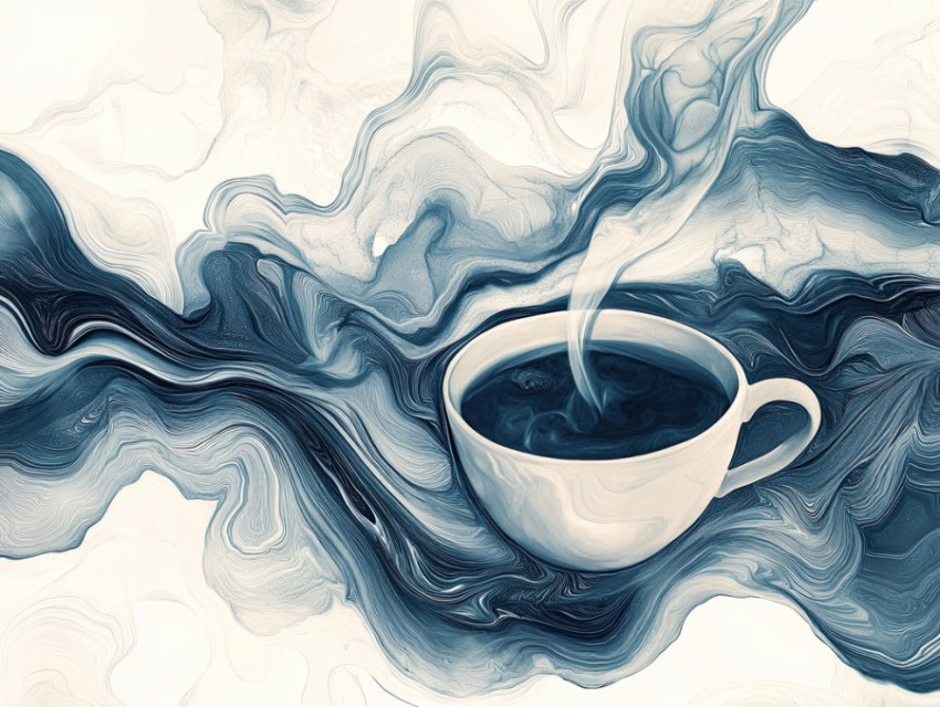 Steaming tea swirling in a cup