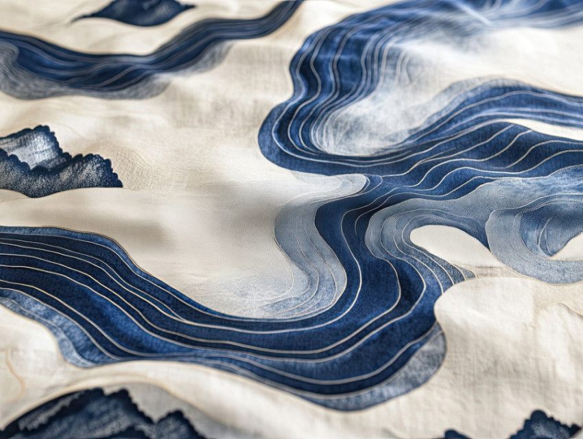 Silk road winding through landscapes like a flowing river