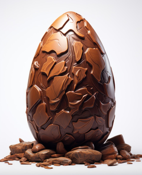 Simple chocolate egg on a clean white surface