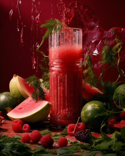 A photo of a Watermelon juice, beverage advertisement photography inspiration