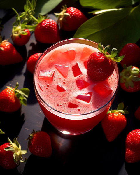 A photo of a Strawberry juice, beverage advertisement photography inspiration