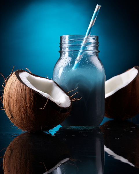 A photo of a Coconut water, beverage advertisement photography inspiration