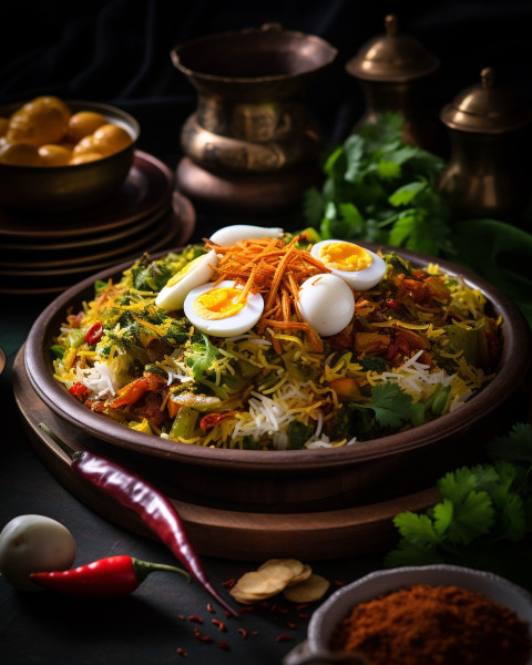 Indonesian Egg Biryani, biryani advertisement, biryani stock photo