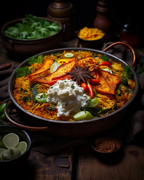 Indonesian Vegetables Biryani, biryani advertisement, biryani stock photo