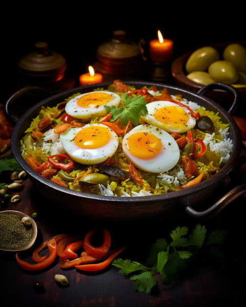 Iranian Egg Biryani, biryani advertisement, biryani stock photo