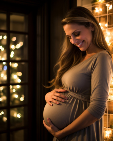 a pregnant woman holding her baby bump in front