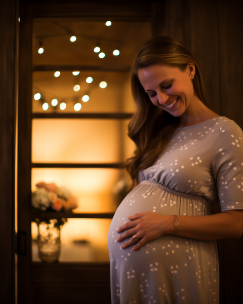 Pregnant Woman Caressing Her Baby Bump