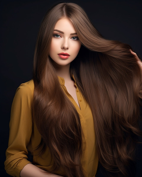 beautiful hair woman long smooth brunette hairstyle