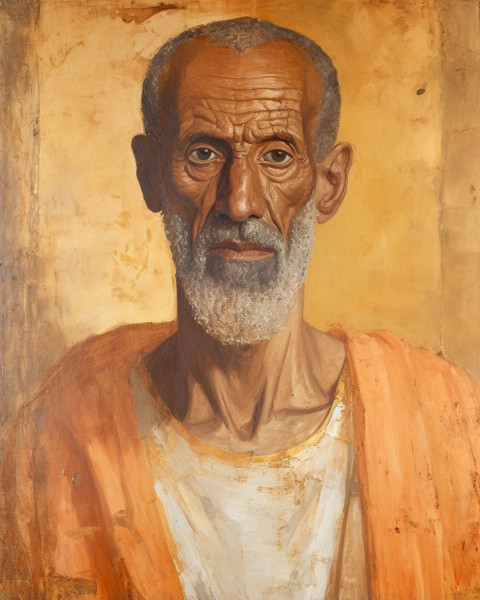 an old painting of man in tunic